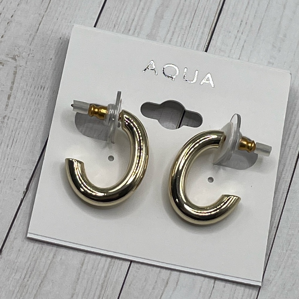 NWT Aqua Brand Gold Semi Hoop Earrings from Bloomingdales's - Picture 6 of 8